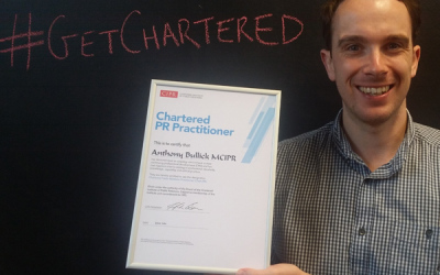 Anthony becomes one of just 115 Chartered PR practitioners in the UK